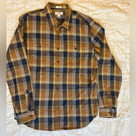 J Crews Wallace & Barnes Plaid Button Down Shirt - Men’s Large-  Brown/ Black - Picture 2 of 5
